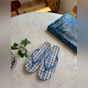 Tory Burch Light Blue Plaid Flip Flops 8